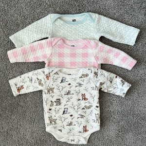 Hudson Baby Girl Long Sleeve Body Suits - set of 3 - size 0-3 months